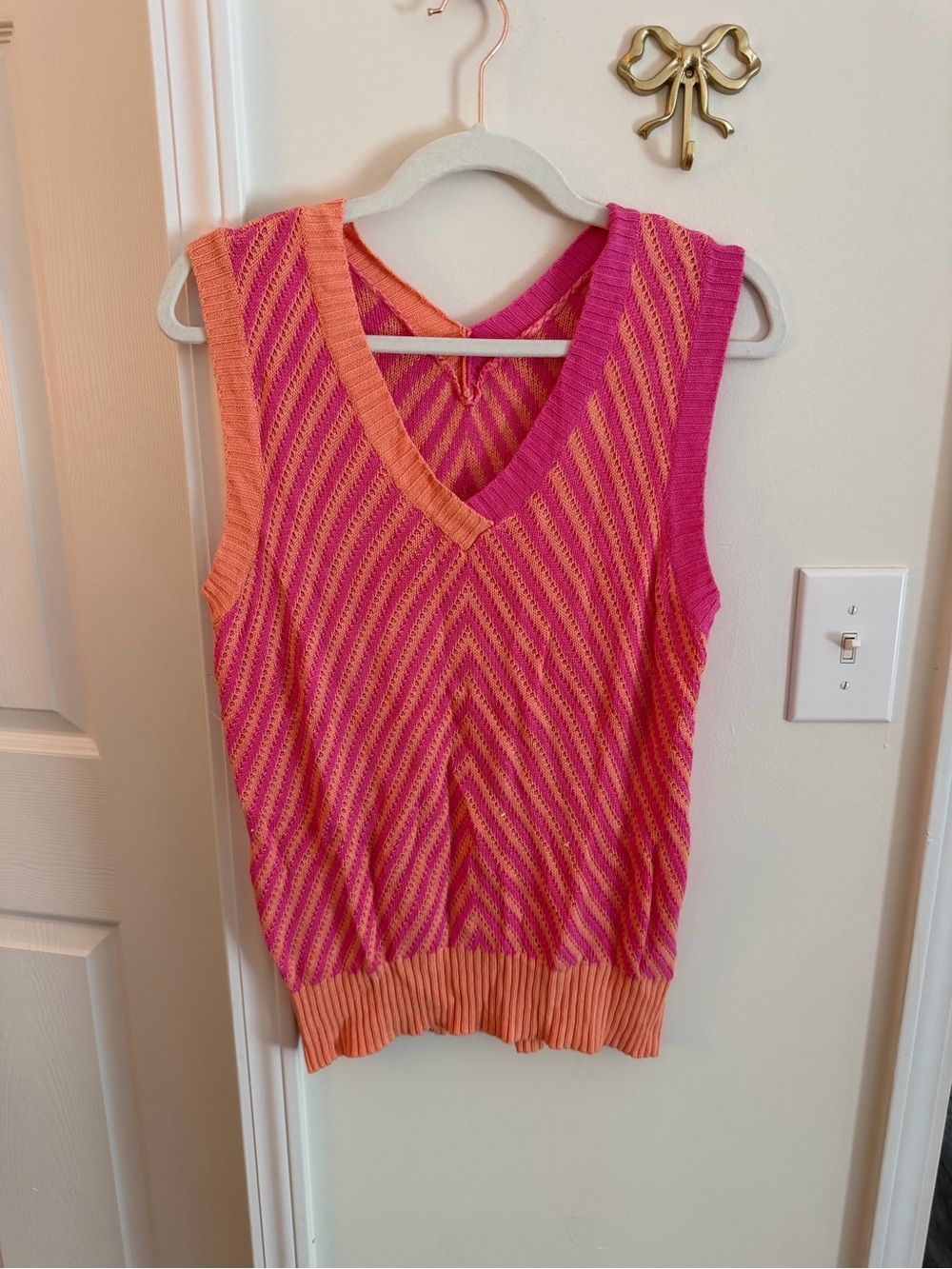 Pink and orange stripe sweater tank